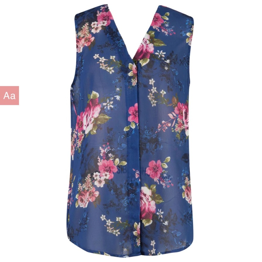 NWT KUT FROM THE KLOTH Bensley Printed Sleeveless Button Down Blouse Navy Pink